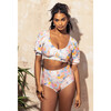Women's Charlotte Puff Sleeve Swim Top, Bleached Honeysuckle - Two Pieces - 2