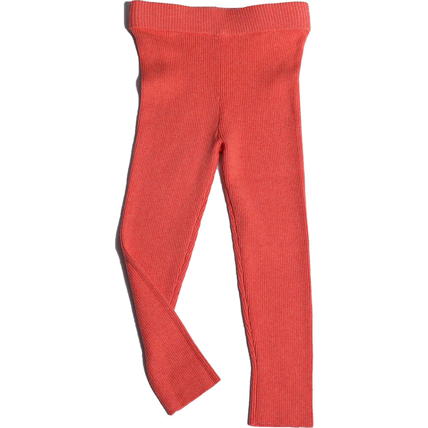 Slim Fit Ribbed Legging, Coral - Leggings - 1