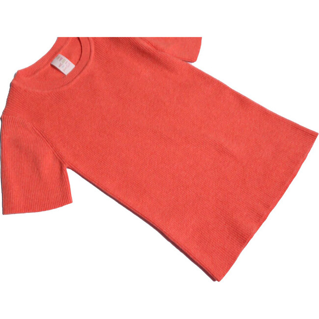 Short Sleeve Ribbed Crew Neck, Coral - Shirts - 4