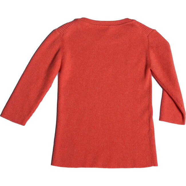 3/4 Sleeve Ribbed Crew Neck, Coral - Shirts - 3