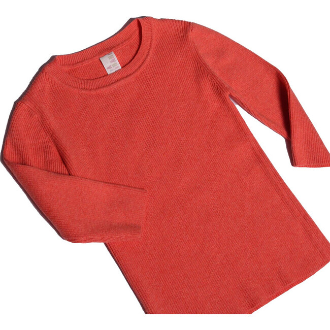 3/4 Sleeve Ribbed Crew Neck, Coral - Shirts - 4