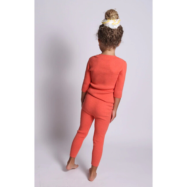 3/4 Sleeve Ribbed Crew Neck, Coral - Shirts - 5