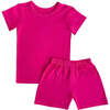 Short Toddler Pajama Set, Raspberry - Pajamas - 1 - thumbnail