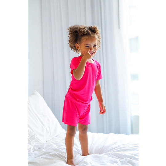 Short Toddler Pajama Set, Raspberry