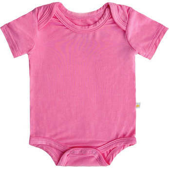 Solid Short Sleeve Bamboo Bodysuit, Bubble Gum - Bodysuits - 1