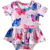 Theresah Short Sleeve Bamboo Twirl Skirt Bodysuit, Pink - Dresses - 1 - thumbnail