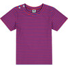 Henry Button Tee, Red Blue Stripe - T-Shirts - 1 - thumbnail