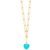 Kendall Gemstone Heart Chain Necklace, Turquoise - Necklaces - 1 - thumbnail