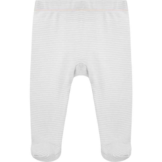 Classic Layette Baby Striped Footie Pant, Grey - Pants - 1