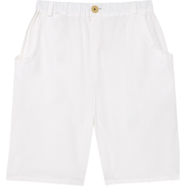 Crushed Cotton Shorts, White - Shorts - 1