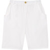 Crushed Cotton Shorts, White - Shorts - 1 - thumbnail