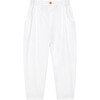 Crushed Cotton Trousers, White - Pants - 1 - thumbnail