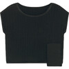 Quilted Crop Top, Black - Blouses - 1 - thumbnail