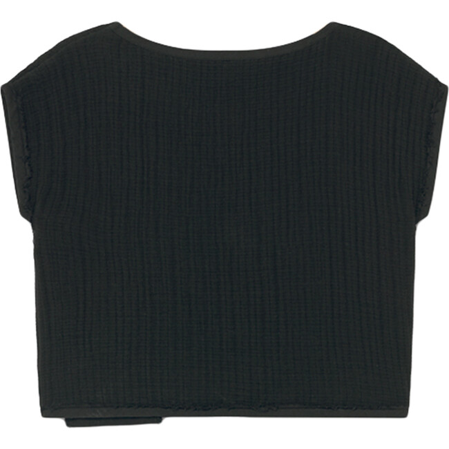 Quilted Crop Top, Black - Blouses - 2