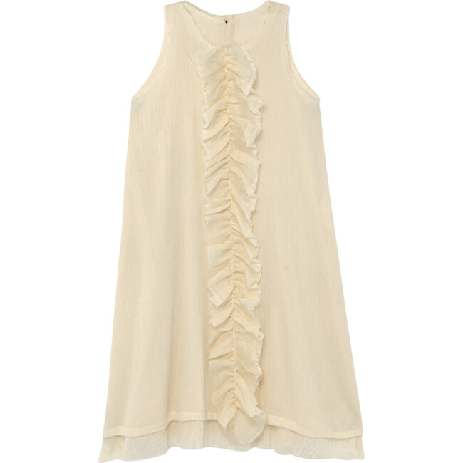 Muslin Ruffle Dress, Cream - Dresses - 1