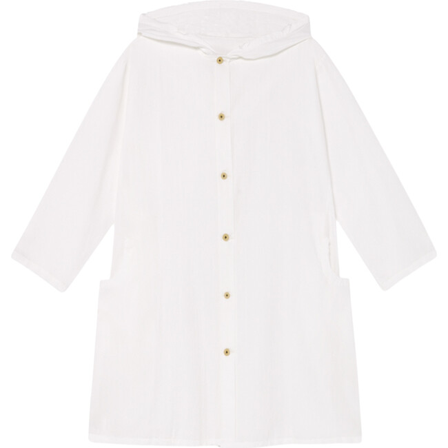 Crushed Cotton Coat, White - Jackets - 1