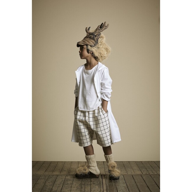 Crushed Cotton Coat, White - Jackets - 2