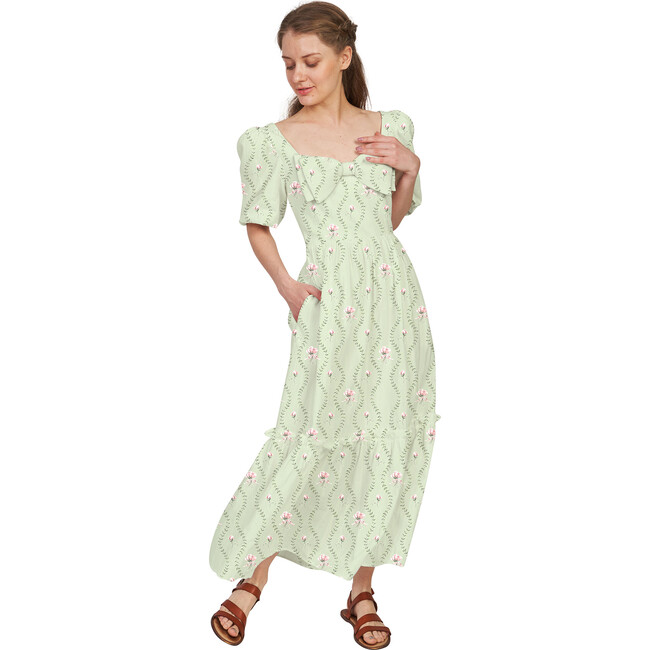 The Women's Kylie Dress, Celadon Floral Vine - Dresses - 1