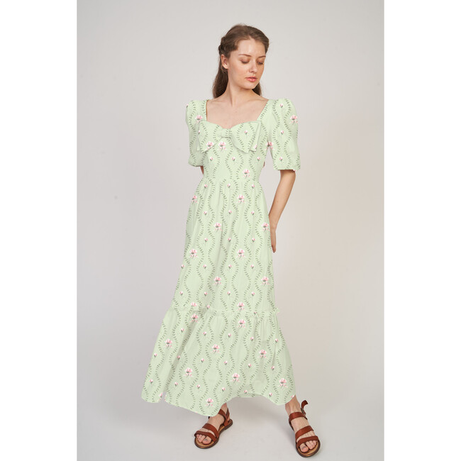 The Women's Kylie Dress, Celadon Floral Vine - Dresses - 2