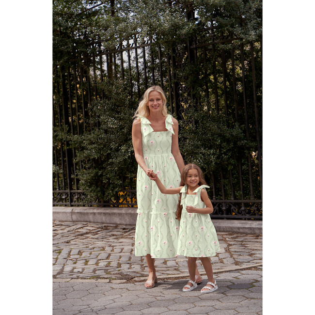 The Elizabeth Girls Dress, Celadon Floral Vine - Dresses - 2