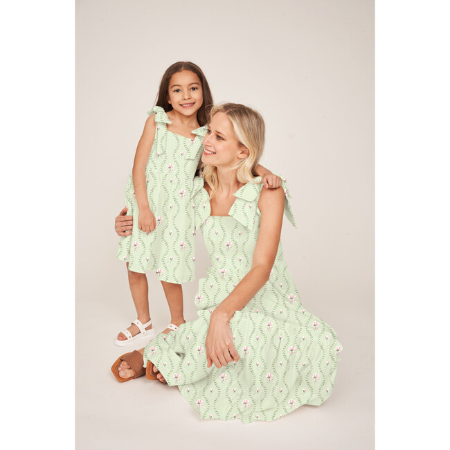 The Elizabeth Girls Dress, Celadon Floral Vine - Dresses - 3