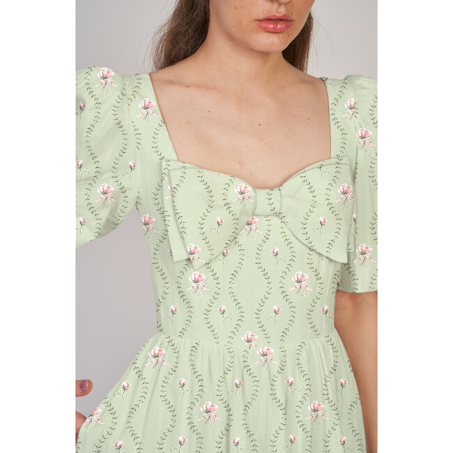 The Women's Kylie Dress, Celadon Floral Vine - Dresses - 4