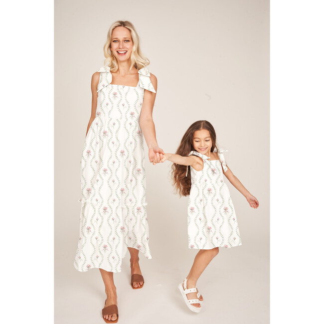 The Elizabeth Girls Dress, White Floral Vine - Dresses - 3
