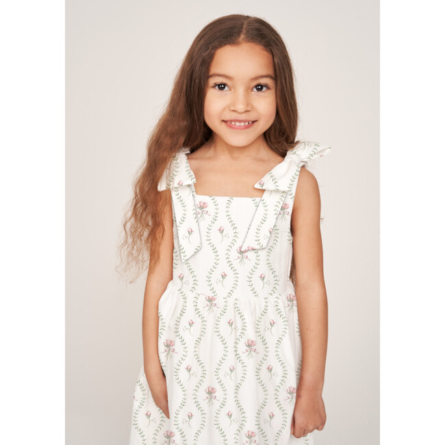 The Elizabeth Girls Dress, White Floral Vine - Dresses - 6
