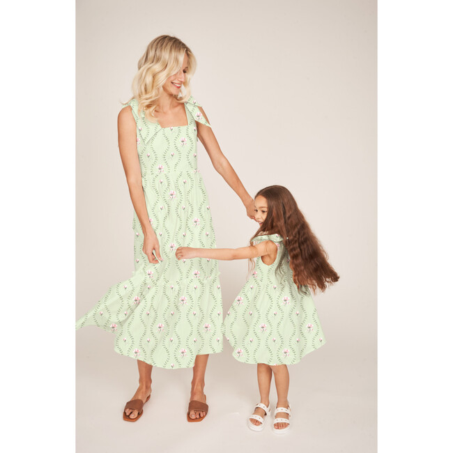 The Elizabeth Girls Dress, Celadon Floral Vine - Dresses - 7