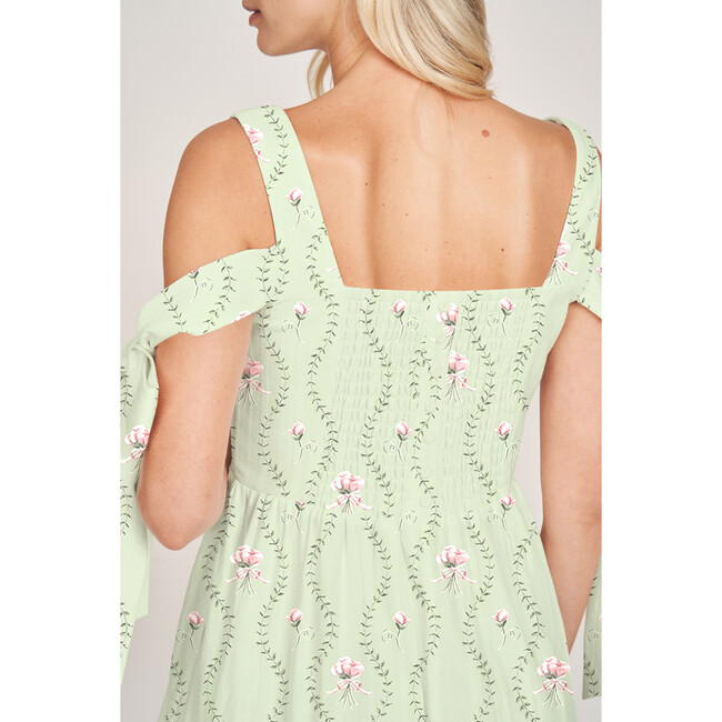The Women's Audrey Dress, Celadon Floral Vine - Dresses - 4