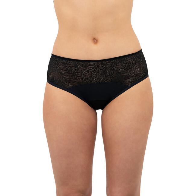 Leak Proof Period Lace Hipster, Volcanic Black - Period Underwear - 2