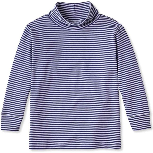Patrick Pima Turtleneck, Bright Navy and White Stripe - Shirts - 1