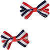 Striped Hair Clip Set, Red/White/Blue - Hair Accessories - 1 - thumbnail