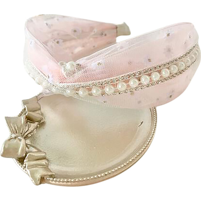 Chiffon Pearly Headband, Pink - Hair Accessories - 1
