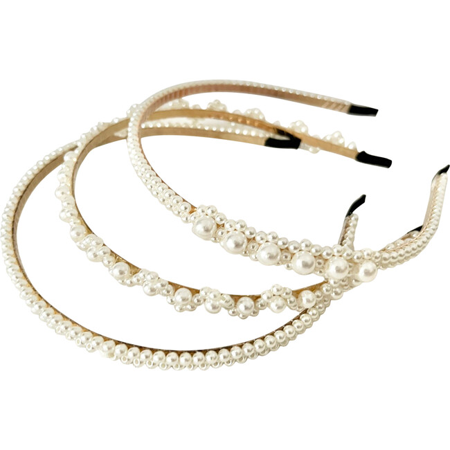 Pearly Headband Set, White