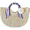 Stripped Scarf Straw Tote, Sand - Bags - 1 - thumbnail