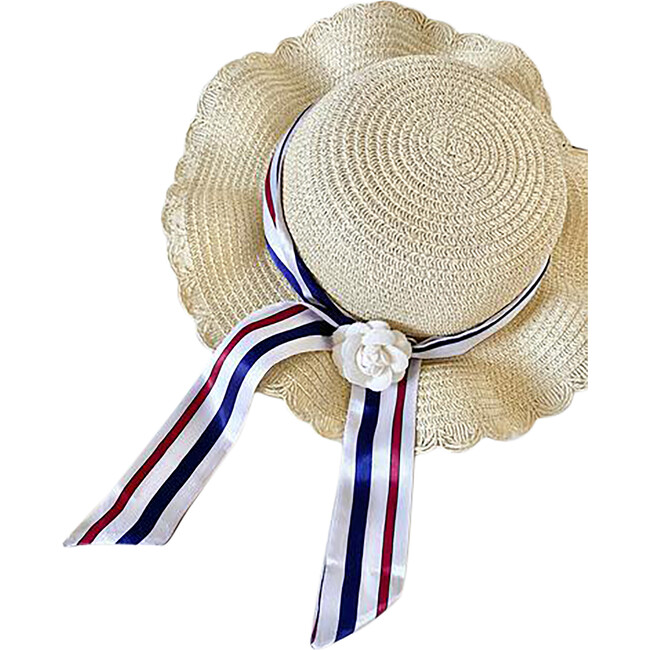 Stripped Ribbon Straw Hat, Sand