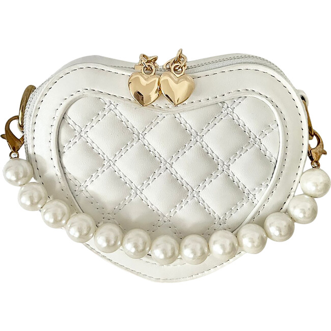 Faux Leather Heart Bag, White