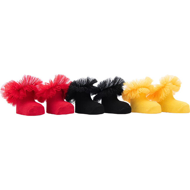3pc Tulle Frill Socks Set, Multicolor