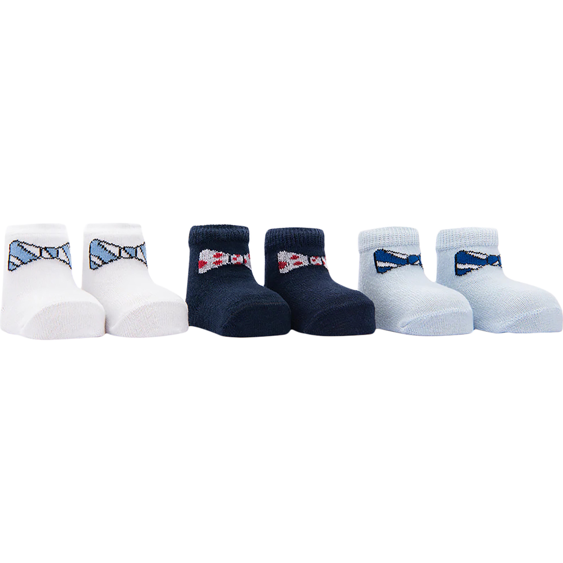 3pc Bow Tie Socks Set, Navy - Socks - 1
