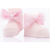 3pc Tulle Bow Socks Set, Pink - Socks - 3 - thumbnail