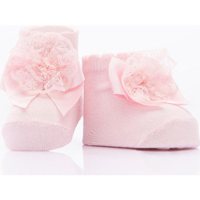 3pc Lace Bow Socks Set, Pink - Socks - 3