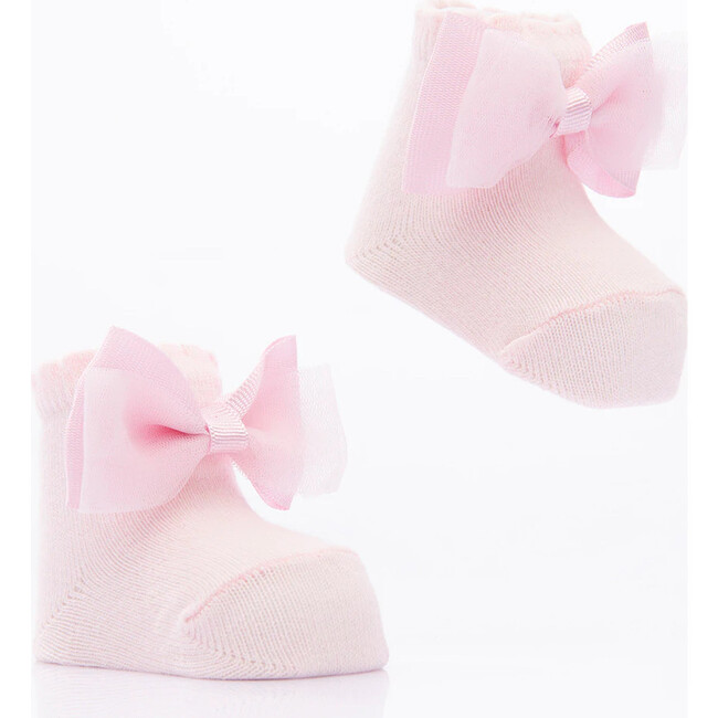 3pc Tulle Bow Socks Set, Pink - Socks - 6