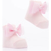 3pc Tulle Bow Socks Set, Pink - Socks - 6 - thumbnail