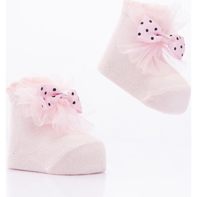 3pc Polka Dot Bow Socks Set, Pink - Socks - 6