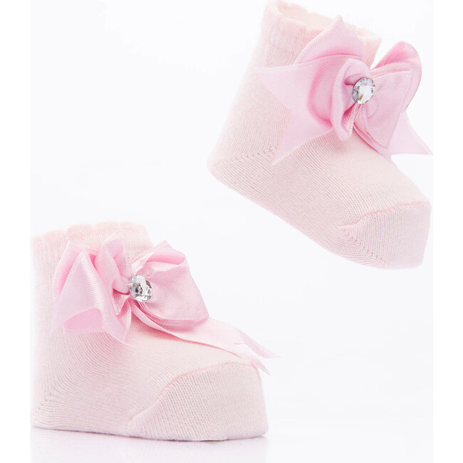 3pc Crystal Bow Socks Set, Pink - Socks - 6