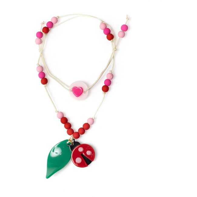 Ladybug Beaded Necklace, Red