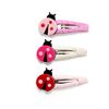 Ladybug Fabric Covered Snap Clips, Pink and Red Shades - Hair Accessories - 1 - thumbnail