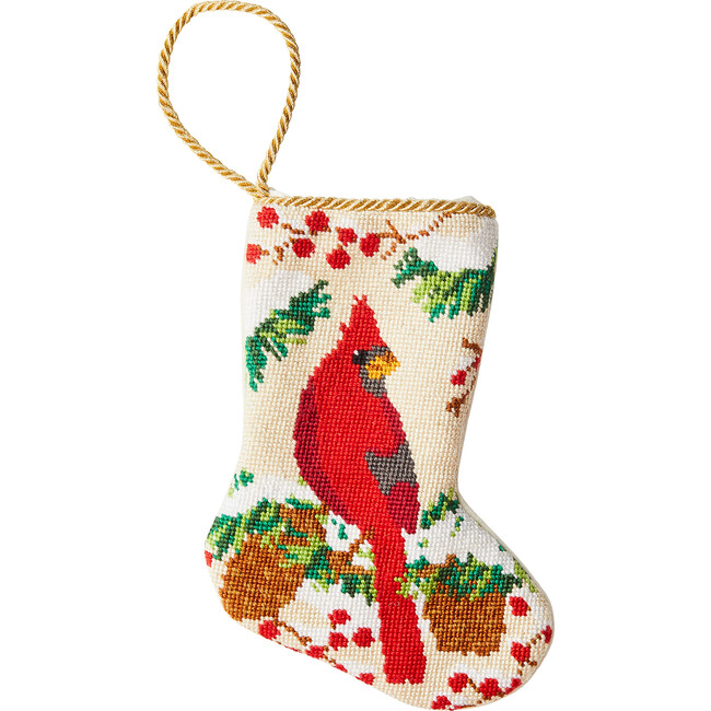 Mini Christmas Cardinal Stocking, Red