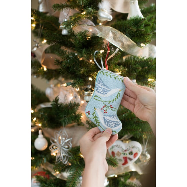 Mini Peace on Earth Stocking, Blue - Stockings - 3